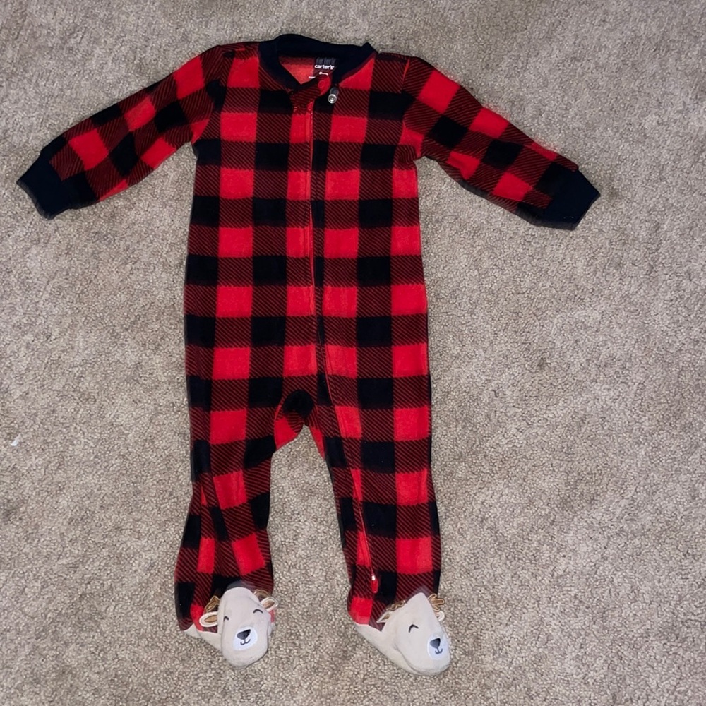 9m reindeer footie pajamas